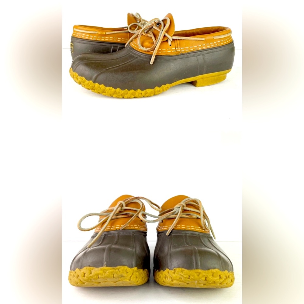 LL Bean Original Leather Rubber Moc Tan Brown Waterproof Bean Boot Shoe